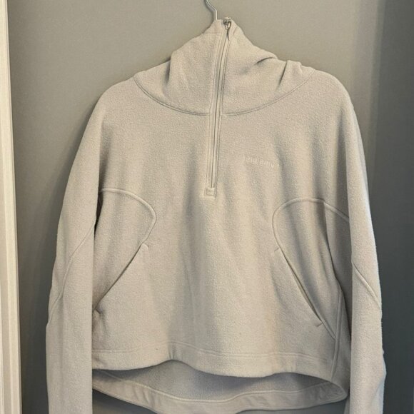 Lululemon Terry Fleece Half-Zip Hoodie - Size 12 - Cream - Picture 1 of 3
